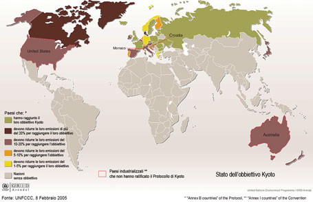 UNEP: mappa "Obbiettivi di Kyoto"